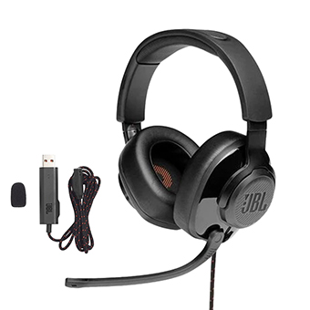 หูฟังเกม JBL Quantum 300 Hybrid wired over-ear gaming headset with flip-up mic