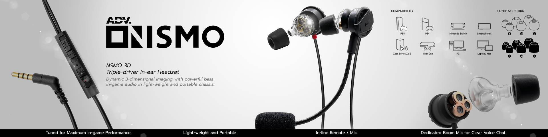 หูฟังเกม NSMO Nismo 3D Triple-driver Gaming In-ear Headset by ADV.