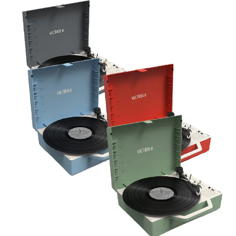 เครื่องเล่นแผ่นเสียงVictrola Re-Spin Sustainable Bluetooth Suitcase Record Player [Graphite Gray/Light Blue/Poinsettia Red/Brasil Green]