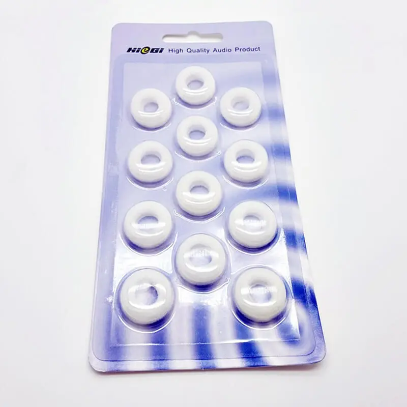 ฟองน้ำหูฟังเอียบัด Hiegi สำหรับหูฟัง Earbud ทุกรุ่น 1แพค 6คู่ [เจาะรู][ขาว]