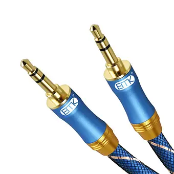 ERTK NEW AUX Blue สาย Aux 3.5 เป็น 3.5 สายถักหนังงู สำหรับเครื่องเสียง [1.5 M]