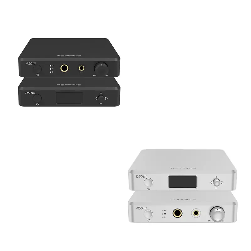 Topping D50III DAC ตั้งโต๊ะระดับ HiFi ชิป ES9039Q2M x2 รองรับ LDAC, Dual Hi-Res [Topping D50III + A50III][Black/Silver]