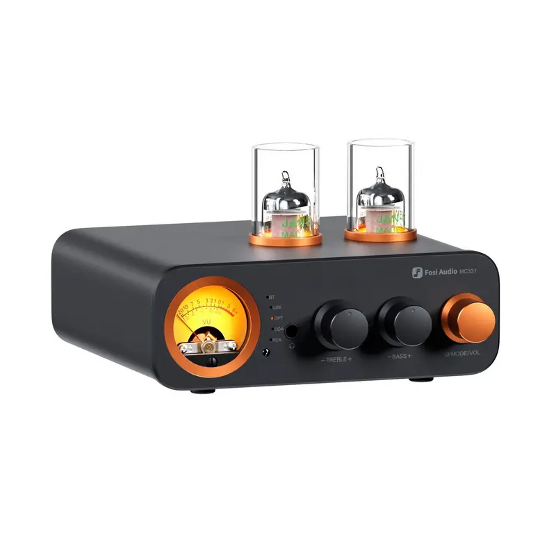 Fosi Audio MC331 Bluetooth Amplifier หลอดแก้วพร้อม DAC และ VU Meter
