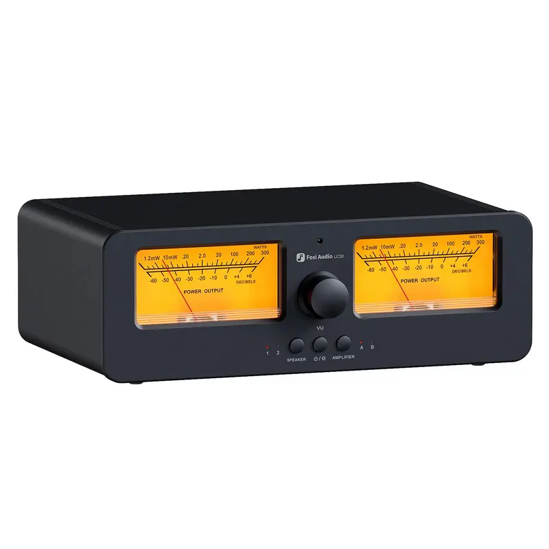 Fosi Audio LC30 ตัวสลับ ลำโพง เครื่องขยายเสียง พร้อมจอแสดงผล VU meters รีโมทควบคุมระยะไกล [Yellow]
