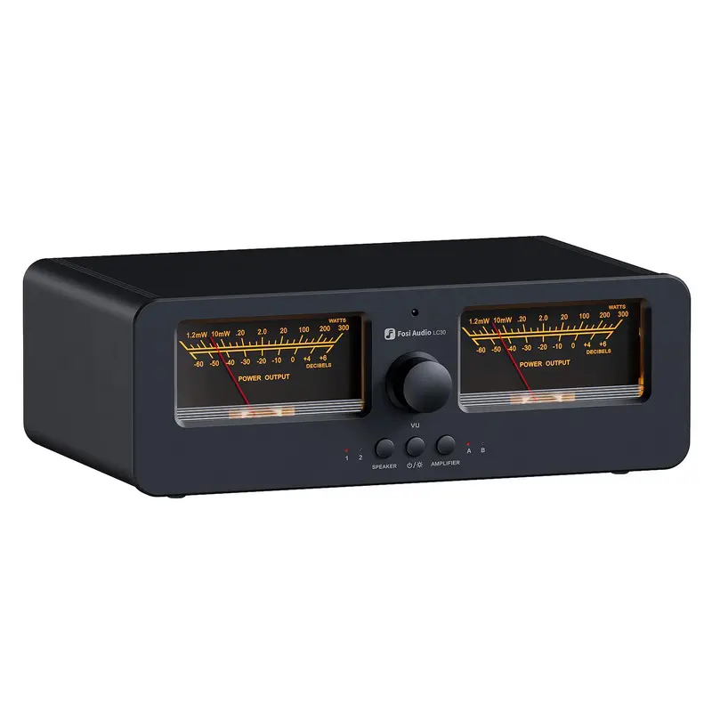 Fosi Audio LC30 ตัวสลับ ลำโพง เครื่องขยายเสียง พร้อมจอแสดงผล VU meters รีโมทควบคุมระยะไกล [Black]