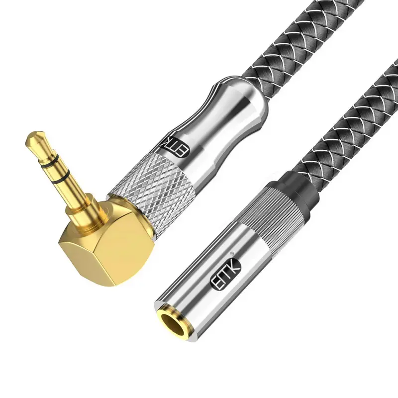 ERTK L Plug Gold Hi-Fi AUX to AUX L Plug สายต่อขยาย AUX 3.5 มม. แบบตัว L สำหรับเครื่องเสียง [1 M.]