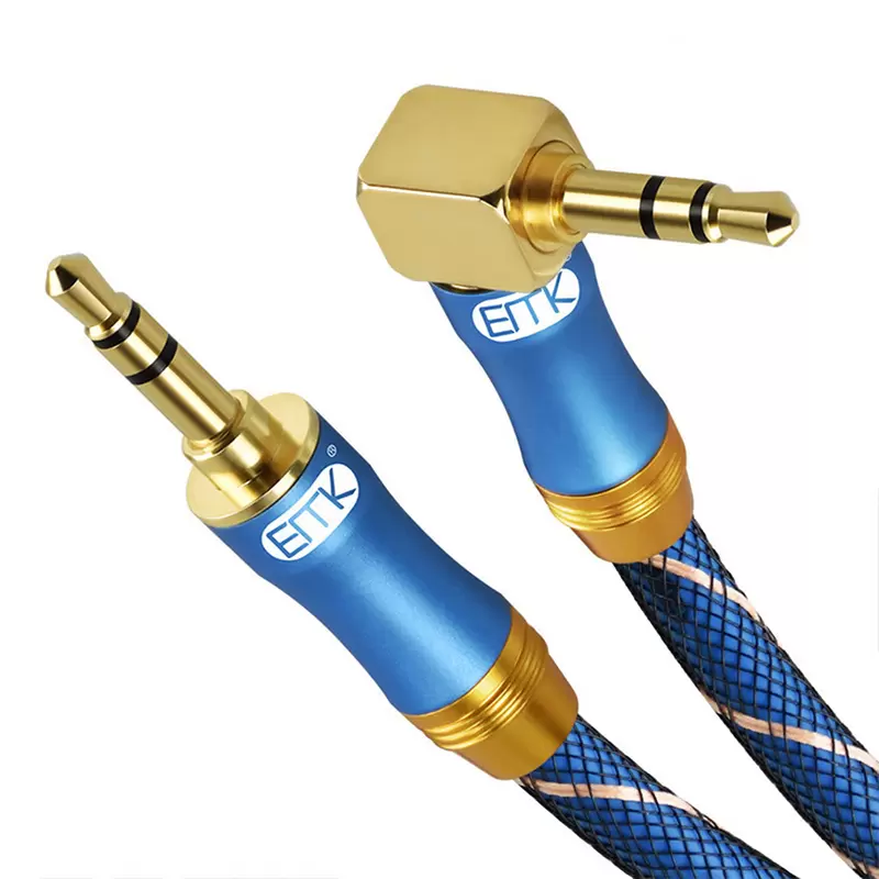 ERTK AUX L Plug 3.5mm to 3.5 mm สาย AUX เกรดพรีเมี่ยมหัวงอตั้งฉาก 1 ข้าง [5 M.]