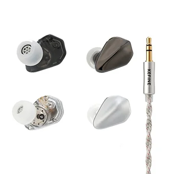 Kefine Loric หูฟัง IEMs ไดรเวอร์ 10mm ไดอะแฟรม PU+ไทเทเนียม สำหรับการฟังเพลง, เล่นเกม และทำงานสตูดิโอ [3.5MM][Black/Silver]