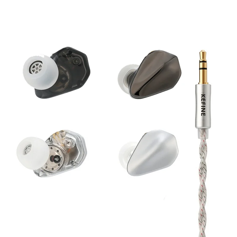 Kefine Loric หูฟัง IEMs ไดรเวอร์ 10mm ไดอะแฟรม PU+ไทเทเนียม สำหรับการฟังเพลง, เล่นเกม และทำงานสตูดิโอ [3.5MM][Black/Silver]