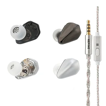 Kefine Loric หูฟัง IEMs ไดรเวอร์ 10mm ไดอะแฟรม PU+ไทเทเนียม สำหรับการฟังเพลง, เล่นเกม และทำงานสตูดิโอ [3.5MM+MIC][Black/Silver]