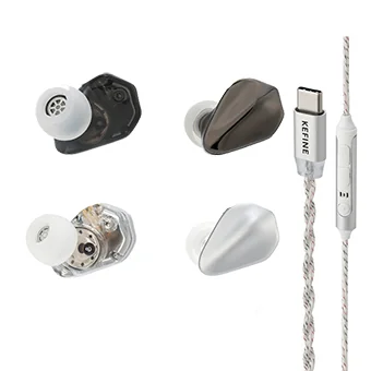 Kefine Loric หูฟัง IEMs ไดรเวอร์ 10mm ไดอะแฟรม PU+ไทเทเนียม สำหรับการฟังเพลง, เล่นเกม และทำงานสตูดิโอ [Type-C][Black/Silver]